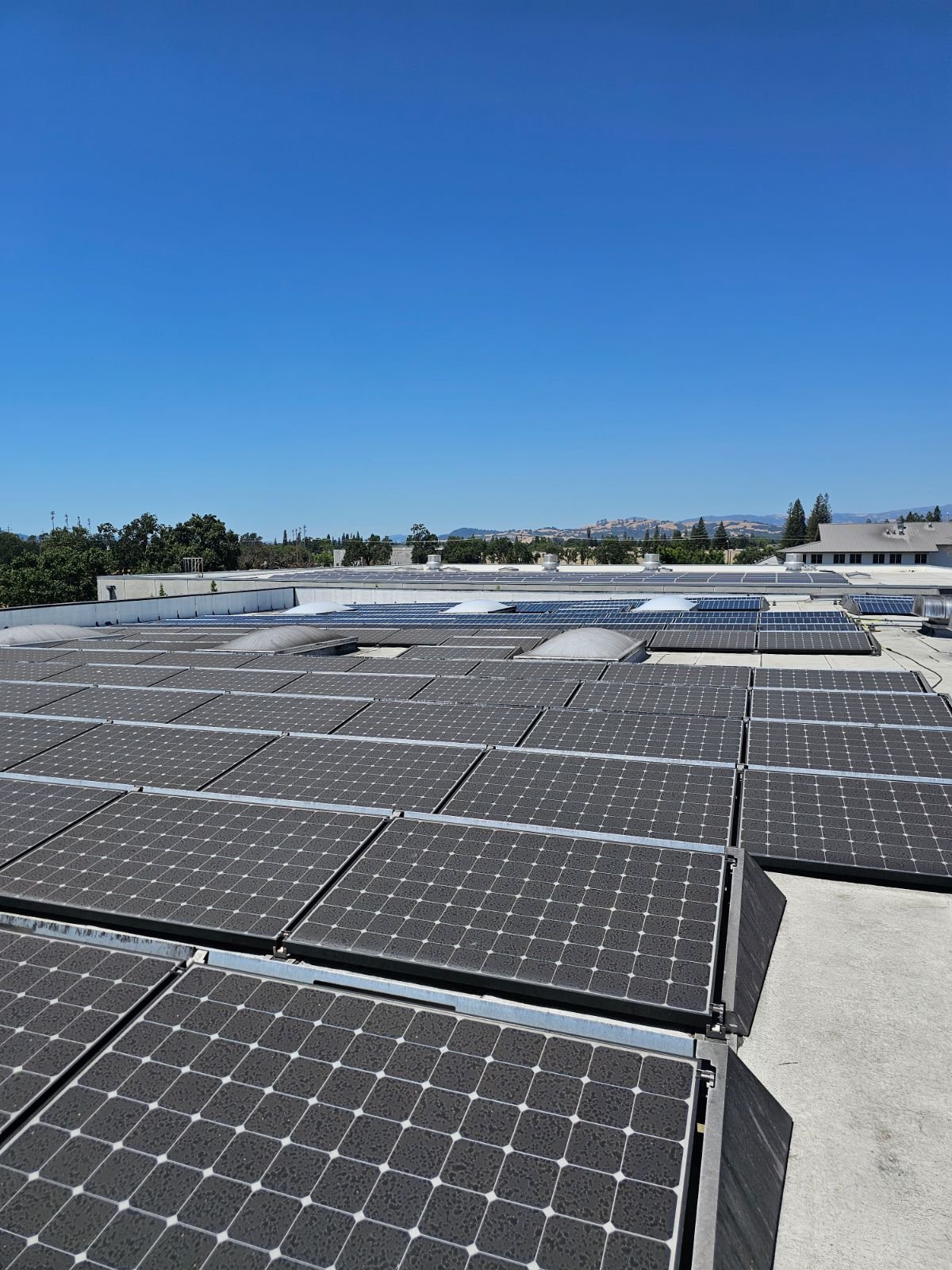 Rooftop solar array — panel wash